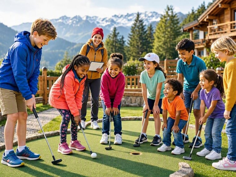 Golf en famille face aux Alpes