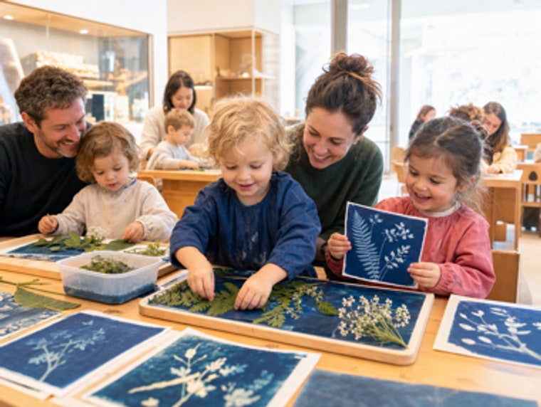 Ateliers parents-enfants au Musée de Poche - Cyanotypes